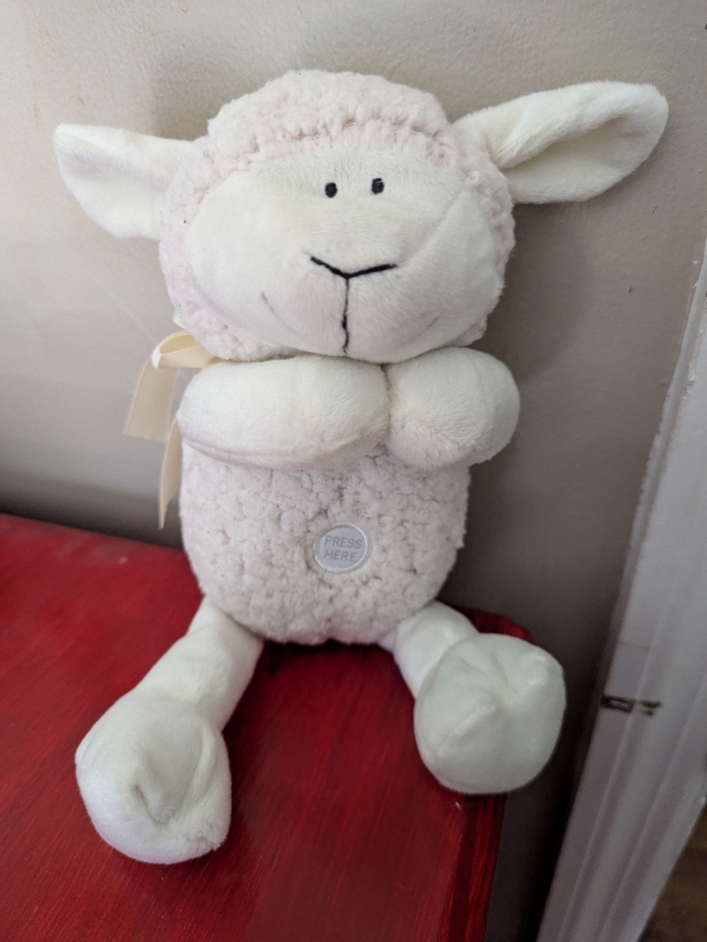 Stephan Baby Praying Lamb Musical Plush Lovey Cream Plays "Jesus Loves Me"
